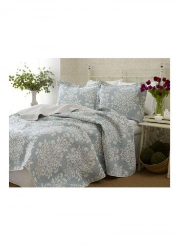 3-Piece Printed Quilt Set Blue/White King