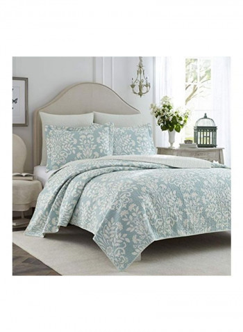 3-Piece Printed Quilt Set Blue/White King