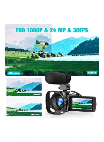 FHD 1080P 30FPS 24MP Vlogging Cameras For YouTube DV201LM-01 Black