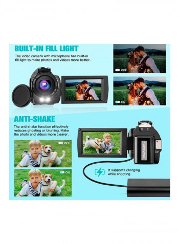 FHD 1080P 30FPS 24MP Vlogging Cameras For YouTube DV201LM-01 Black