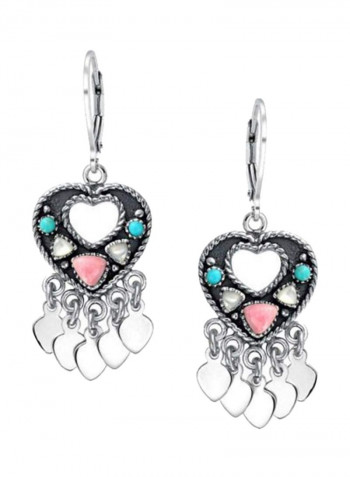 925 Sterling Silver Boho Shell Gemstone Dangle Earrings