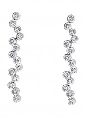 Rhodium Plated Brass Cubic Zirconia Studded Earrings