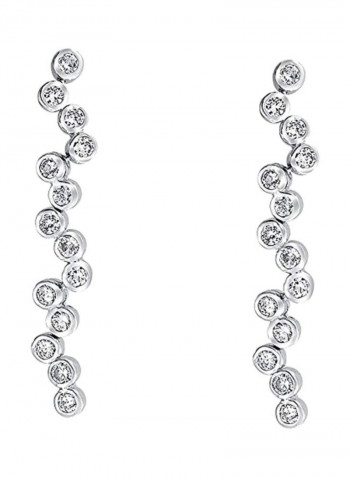 Rhodium Plated Brass Cubic Zirconia Studded Earrings
