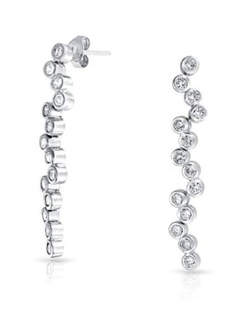 Rhodium Plated Brass Cubic Zirconia Studded Earrings