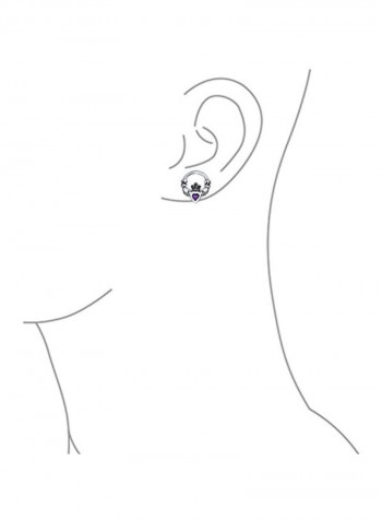925 Sterling Silver Cubic Zirconia Studded Heart Design Stud Earrings