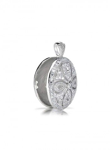 Rhodium Plated Brass Cubic Zirconia Studded Filigree Necklace