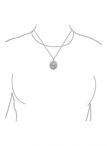 Rhodium Plated Brass Cubic Zirconia Studded Filigree Necklace