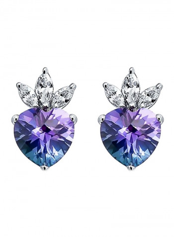 925 Sterling Silver Rhodium Plated Cubic Zirconia Studded Stud Earrings
