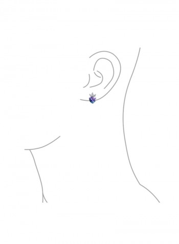 925 Sterling Silver Rhodium Plated Cubic Zirconia Studded Stud Earrings
