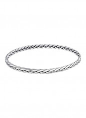 925 Sterling Silver Wheat Weaved Round Bangle Bracelet