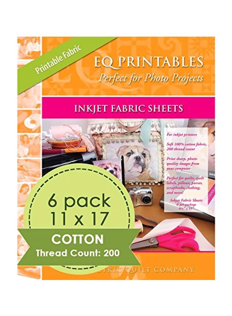 Pack Of 6 Printable Inkjet Fabric Sheet