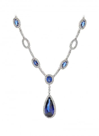 Rhodium Plated Cubic Zirconia Studded Brass Necklace