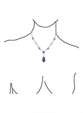 Rhodium Plated Cubic Zirconia Studded Brass Necklace