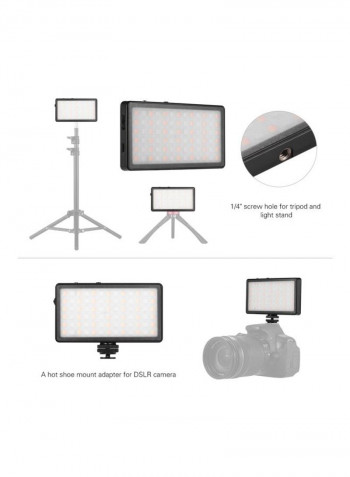 Pocket LED Video Light Panel 12.6x7.0x1centimeter Black