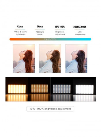 Pocket LED Video Light Panel 12.6x7.0x1centimeter Black