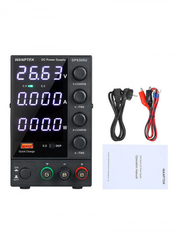 4-Digit Display LED High Precision Adjustable Mini Power Supply Black 30centimeter