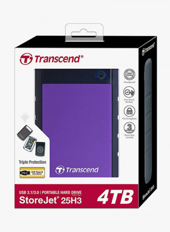 StoreJet External Hard Drive 4TB Purple/Black