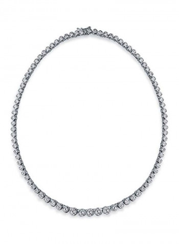Silver Plated Brass Cubic Zirconia Studded Necklace
