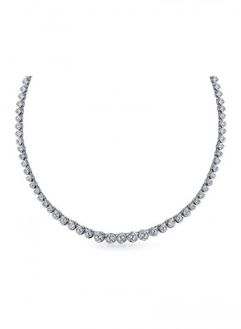 Silver Plated Brass Cubic Zirconia Studded Necklace