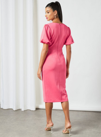 Plunge Neck Bodycon Dress Pink