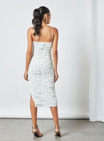 Strappy Floral Print Dress Ivory