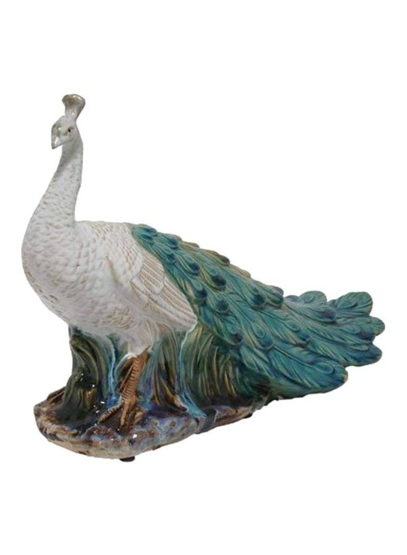 Afshari Peacock Statue Blue/White/Brown 17x7.2x11inch