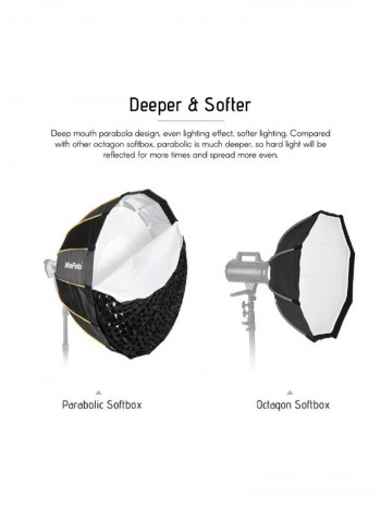 Quick Set Up Folding Parabolic Umbrella Softbox 90centimeter Black