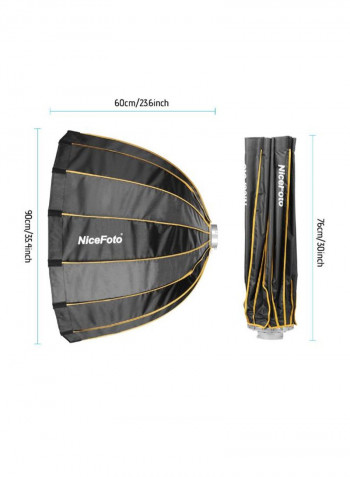 Quick Set Up Folding Parabolic Umbrella Softbox 90centimeter Black