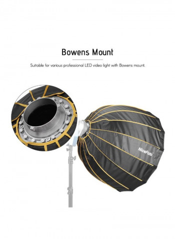 Quick Set Up Folding Parabolic Umbrella Softbox 90centimeter Black
