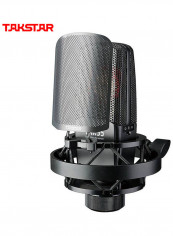 Takstar Professional Recording Microphone 3 Pickup Patterns With Shock Mount And Windscreen For Live Streaming Studio Vocal Instrument Recording