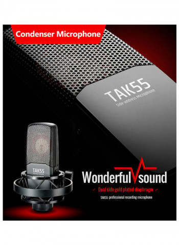 Takstar Professional Recording Microphone 3 Pickup Patterns With Shock Mount And Windscreen For Live Streaming Studio Vocal Instrument Recording