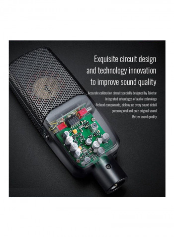 Takstar Professional Recording Microphone 3 Pickup Patterns With Shock Mount And Windscreen For Live Streaming Studio Vocal Instrument Recording