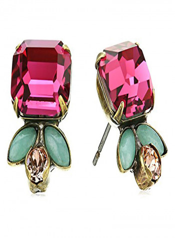 Sunrise Floral Petite Brass Stud Earrings