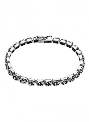 925 Sterling Silver Rose Design Tennis Bracelet