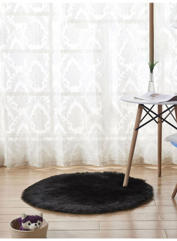 Simple Round Plush Rug Black 180centimeter
