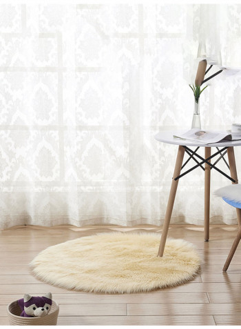 Round Plush Rug Beige 180centimeter