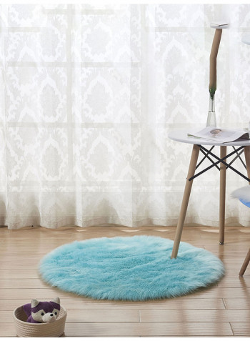 Round Plush Rug Blue 180centimeter
