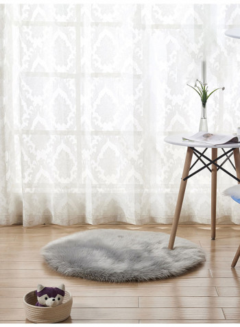 Round Plush Rug Grey 180centimeter