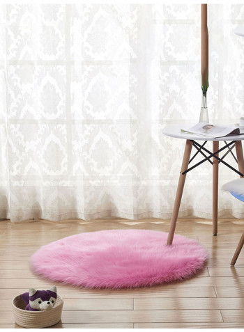 Round Plush Rug Pink 180centimeter