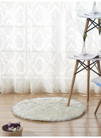 Round Plush Rug White 180centimeter