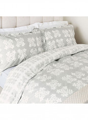 Greenwich Floral Duvet Cover With Pillowcase Fabric Grey/White 200 x 200centimeter