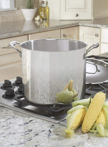 Stainless Steel Stock Pot Brushed Stainless 14.3x10.2x10.5inch