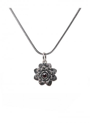 925 Sterling Silver Pendant Necklace With Garnet