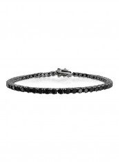 925 Sterling Silver Cubic Zirconia Studded Bracelet Black