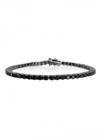 925 Sterling Silver Cubic Zirconia Studded Bracelet Black