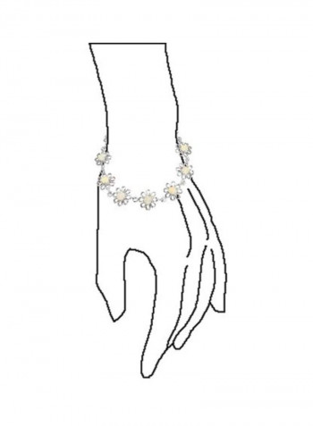 925 Sterling Silver Opal Studded Bracelet Silver/Clear