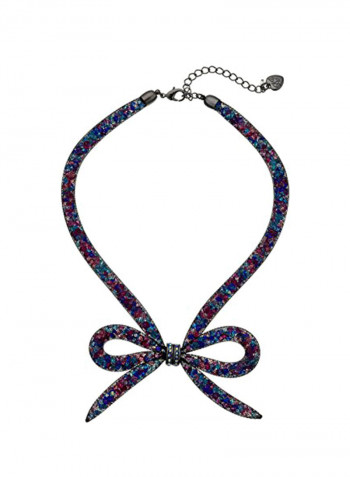 Brass Dark Shadows Mesh Bow Pendant Necklace