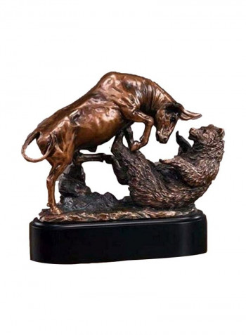 Electroplated Resin Bull And Bear Sculpture Statue Brown/Black 10x9.5inch