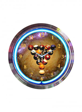 Neon Wall Clock Brown/Blue/Silver 15inch