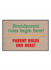 Grandparent Rules Doormat Beige/Green/Red 18x0.25x27inch